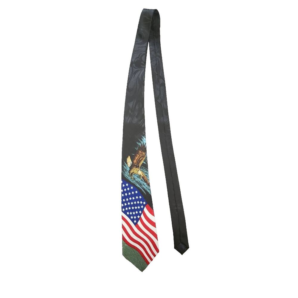 1pc Printed Novelty Necktie Steven HARRIS FLYING EAGLE AND FLAG